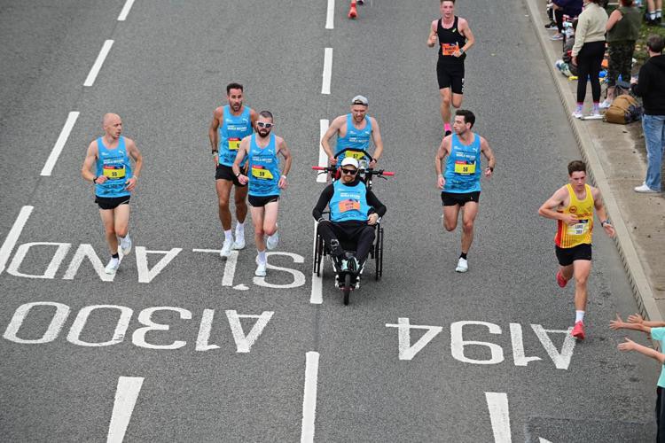 Run With Drew team mid race at the 2025 Great North Run